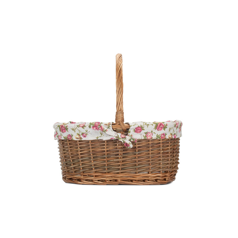 Lily Manor Wicker Unpeeled Willow Shopper Basket with Lining, 38cm H x 42cm W x 35cm D