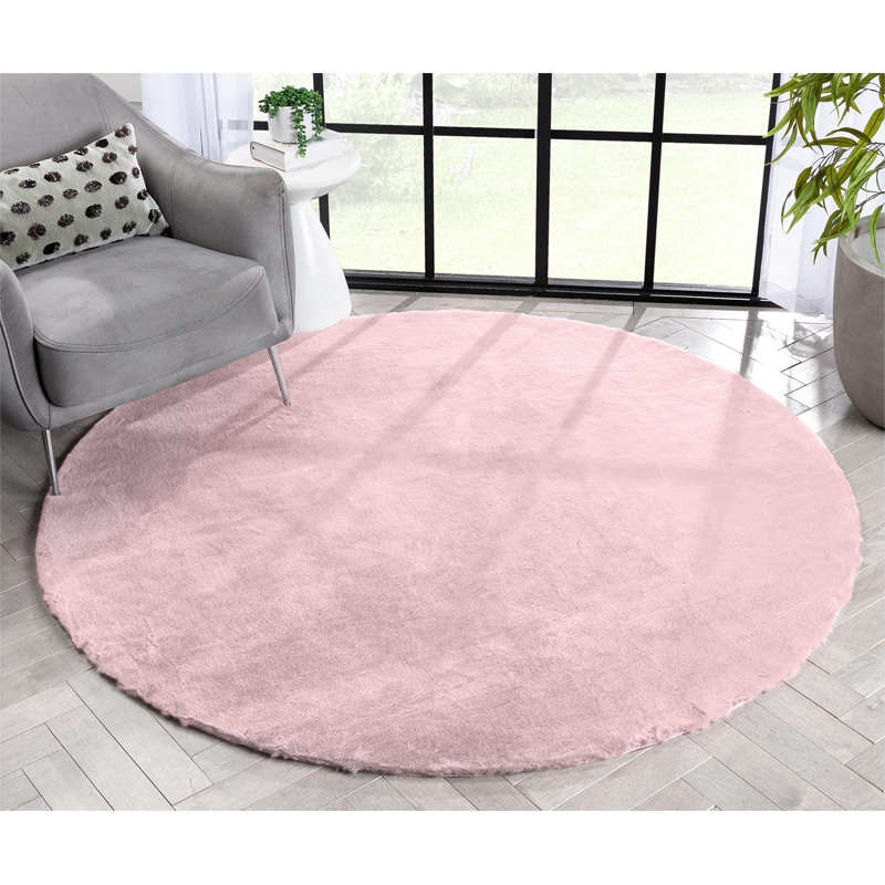 Taishon Faux Fur Washable Indoor Rug, Round 5'