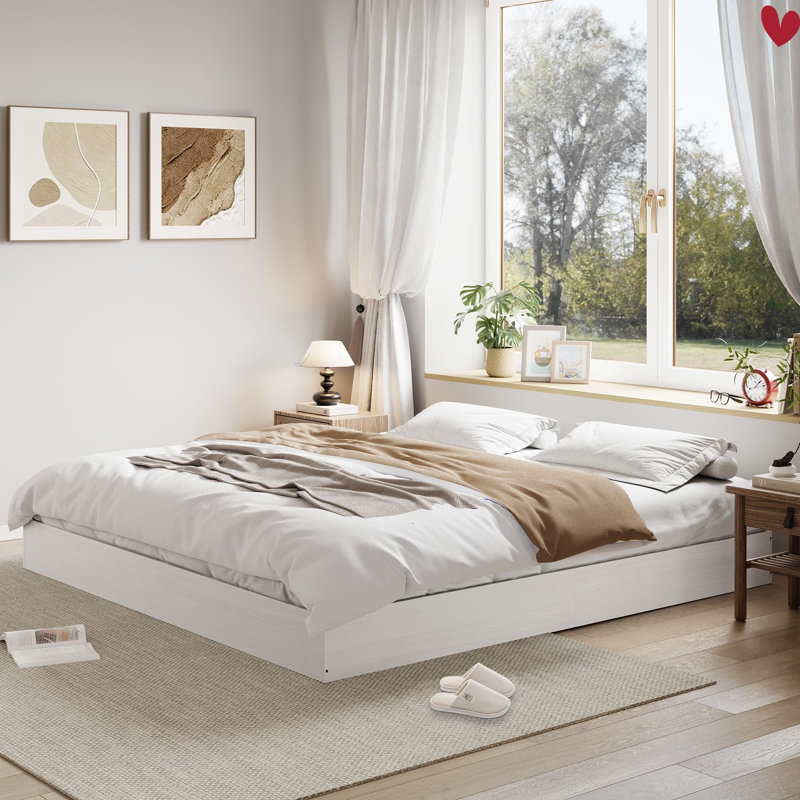 Lit plateforme Wood, Très grand / Blanc