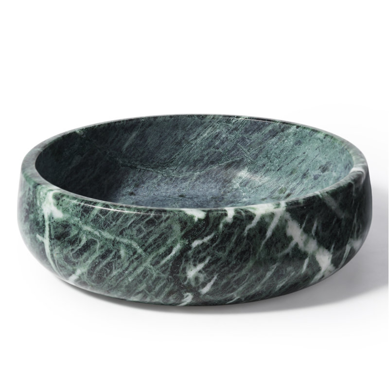 7.5In Natural Marble Dog Bowl Dish, 6.5 cups , Green
