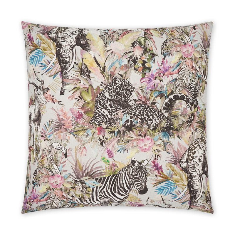 Jurassica Cotton Throw Pillow, Potpourri, Square 24"