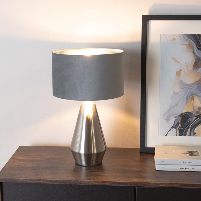 Alamar Metal Table Lamp, Grey, Yes, Silver
