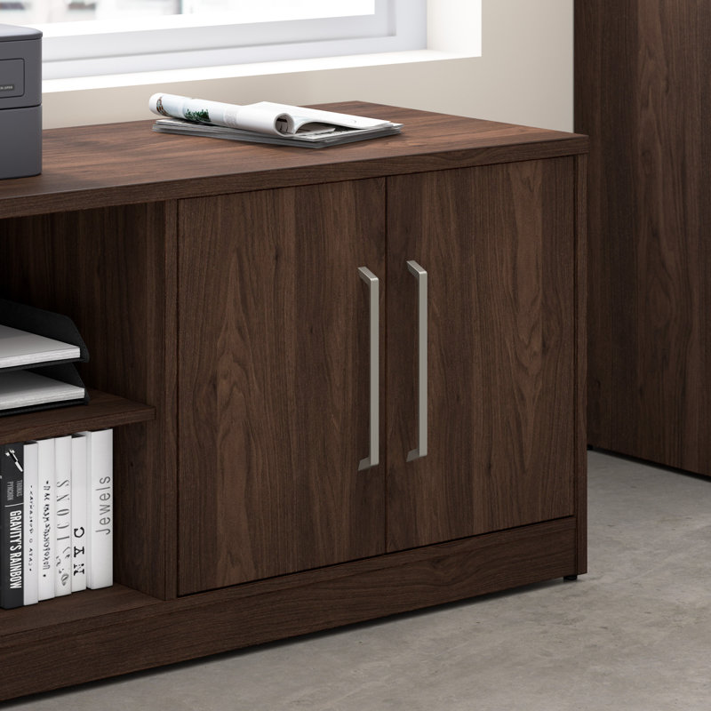 Bush Business Furniture Vista Low Storage Cabinet With Doors And Shelves, Black Walnut