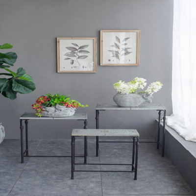 Ensemble de 3 supports pour plante gigognes en métal, L: 24 x 14 x 26 po, M: 21,5 x 11,5 x 23 po, S: 19 x 9 x 20 po