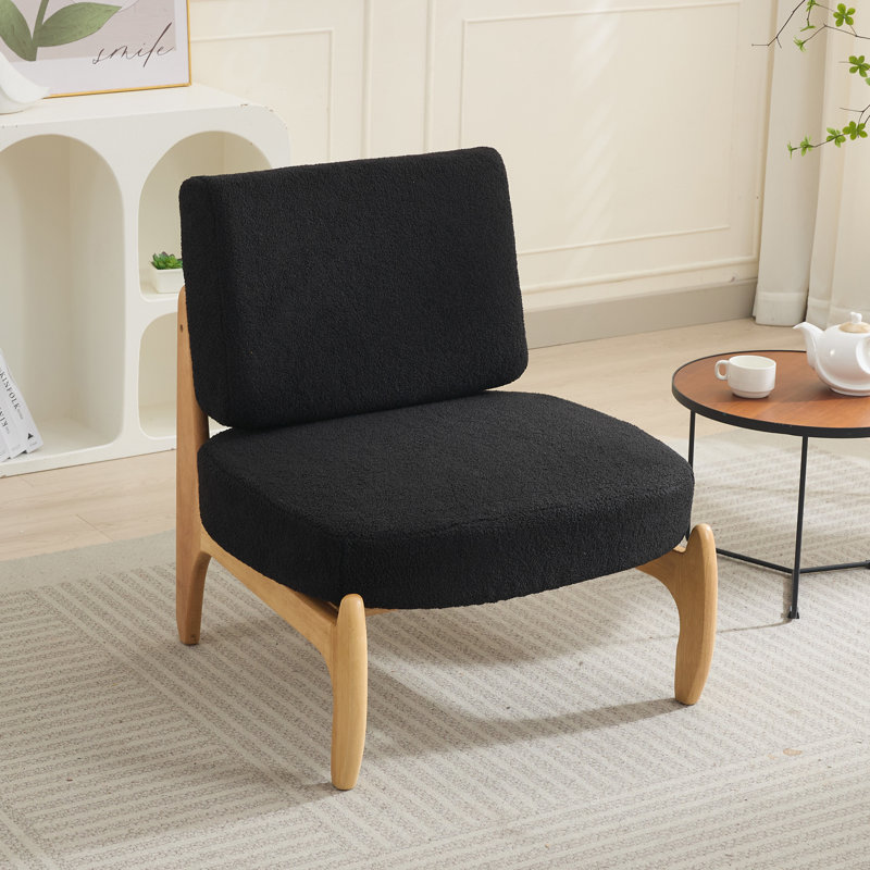 Teddy Armless Leisure Accent Chair, Black Teddy, Brown