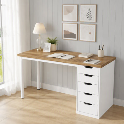 47" Computer Desk with 5 Drawers