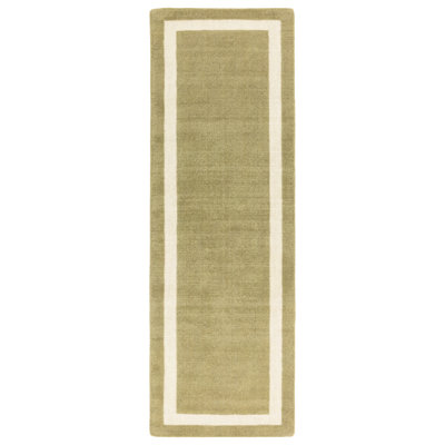Anyi Bordered Hand Loomed Green Rug