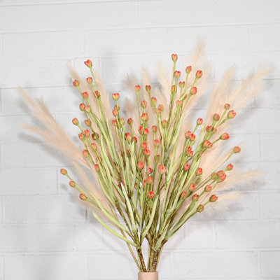 Arrangement floral de 36 po de bourgeons artificiels de bourre de pampa pour remplissage de vase, longue branche de tige de jardin pulvérise un bouquet de fleurs en vrac pour une fête de mariage