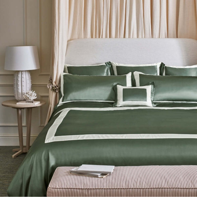 Silk Fitted Sheet Queen 60"x80"x17" Ashdown Green, Queen Fitted Sheet
