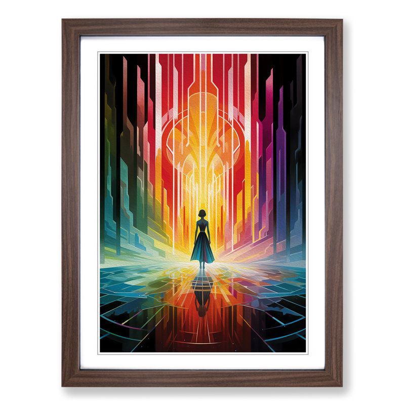 Rainbow Art Deco - Framed Print, Walnut, 64cm H x 46cm W x 2cm D