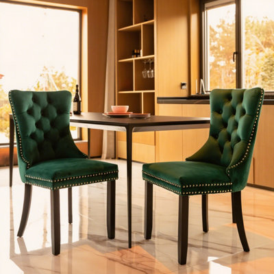 Milva Velvet Dining Chairs Upholstered High-end Tufted Dining Room Chair with Nailhead Back Ring