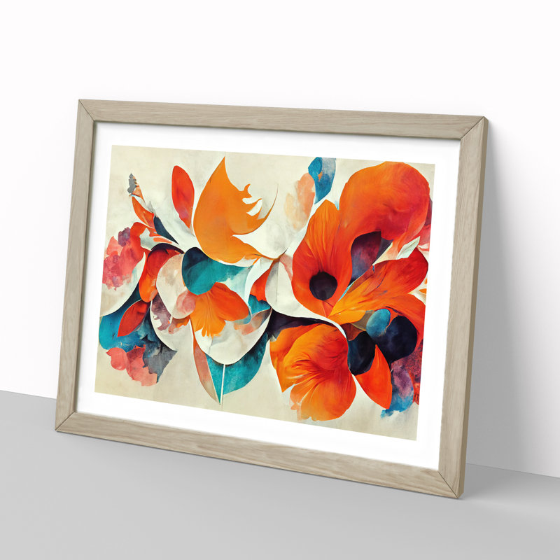 Flowers - Framed Print, 46cm H x 64cm W, Oak Framed