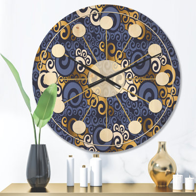 Horloge murale en bois Luxury Waves III