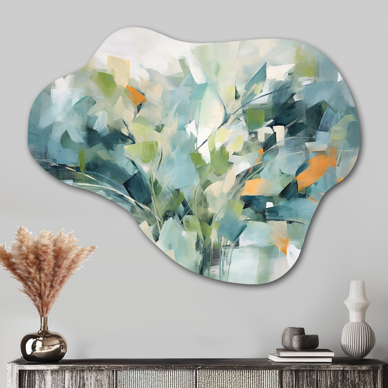 «Blue Botanical Garden III - Botanicals Cloud», reproduction d'art asymétrique moderne, H 27 po x l 35 po x P 1 po