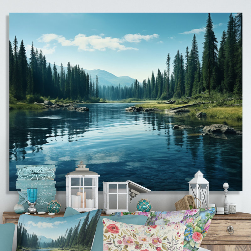 «Green River Waters Reflection II - Lake», art mural sur toile, H 30 po x l 40 po x P 1,5 po, Toile tendue