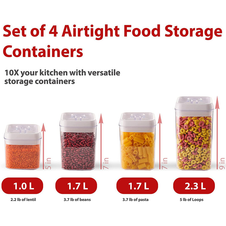 Airtight Food Storage Containers Set of 4 - Pasta Containers for