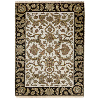 Hand Knotted Wool Area Rug in Ivory And Black