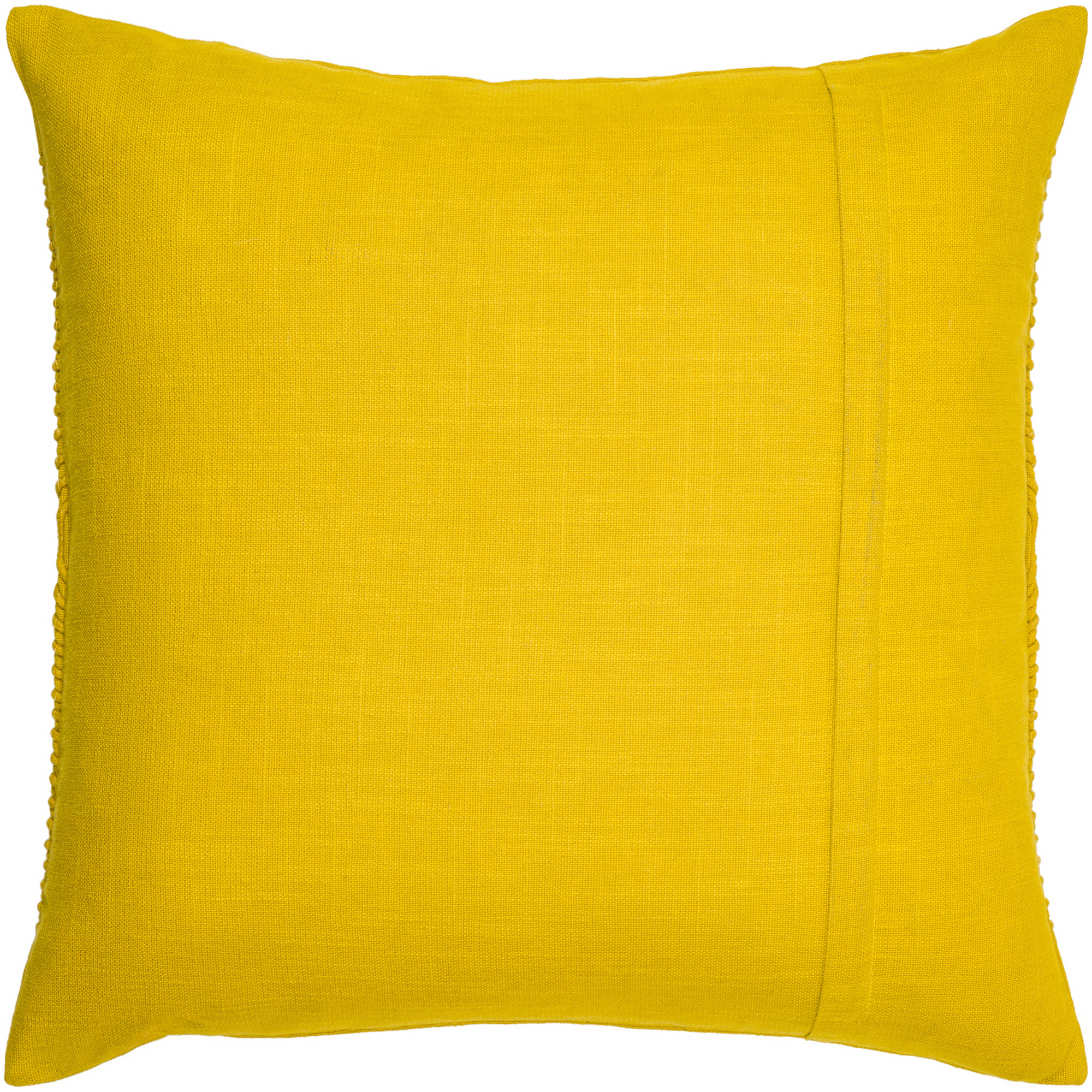Rida Embroidered Cotton Throw Pillow, 20" x 20", Yellow, No Fill