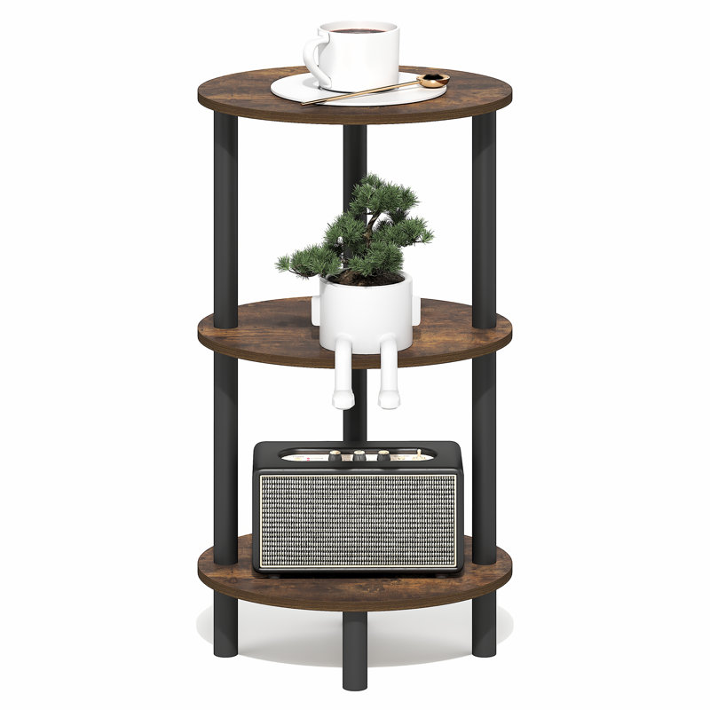 Bhuvan Four Leg Round Side Table Set, Amber Pine
