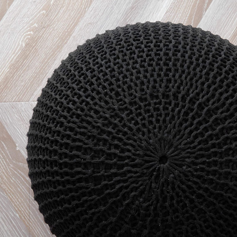Bramble Upholstered Pouf, Black