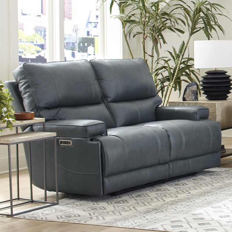 Adlan 65.5" Pillow Top Arm Power Reclining Loveseat, Verona Azure