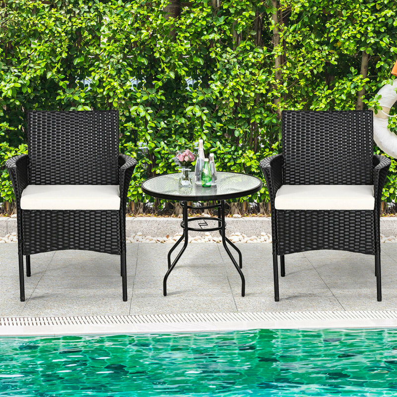 Chaise de patio avec coussins Anaid, Noir