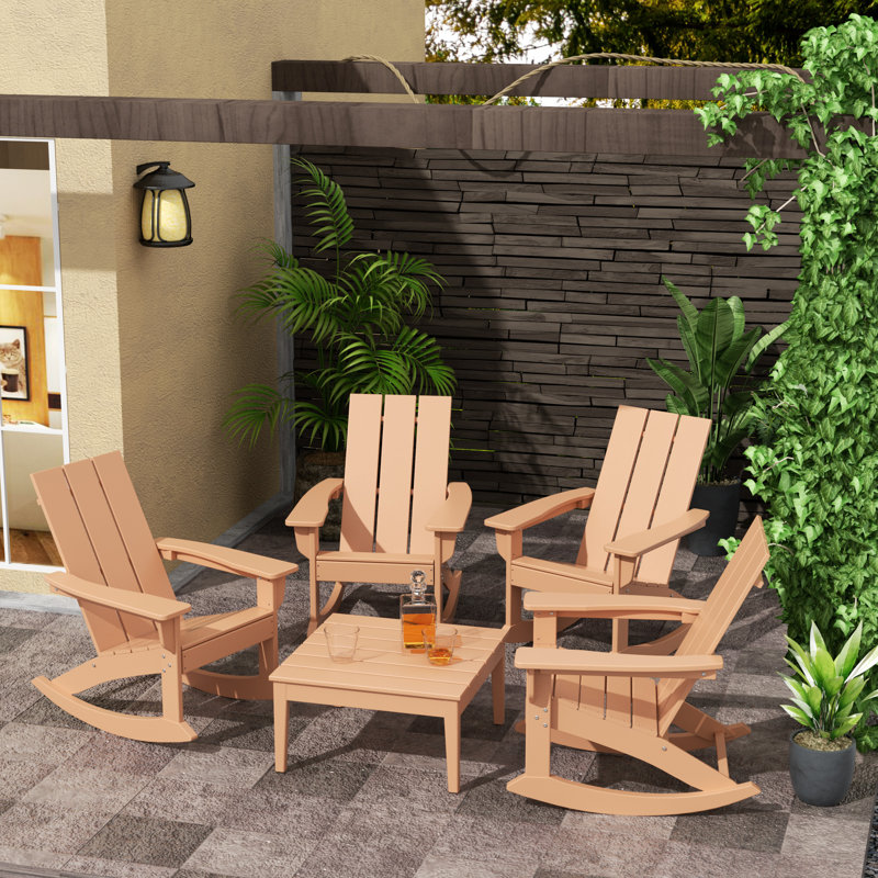 Joubert Outdoor Adirondack Chair With Table, Teak
