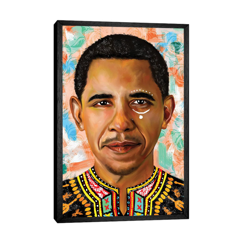 Barack Obama by Crixtover Edwin - Print on Canvas, Black Framed Canvas, 101.6 cm H x 66.04 cm W
