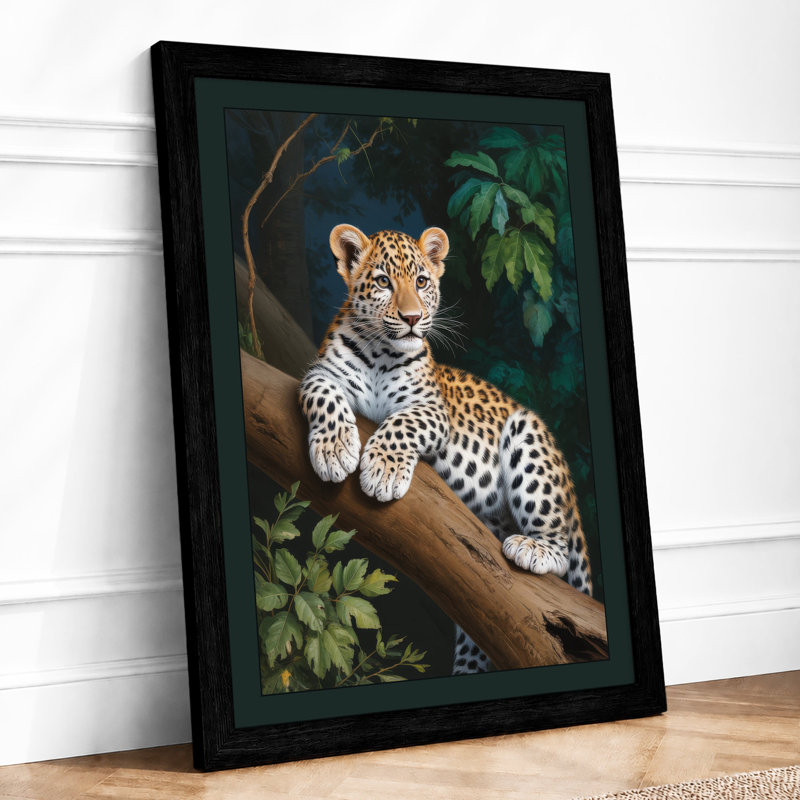 Leopard in Repose Boho - Framed Print, A1 - 84.1 x 59.4 cm, Black