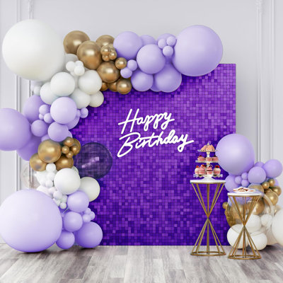 Shimmer Wall Backdrop Purple Square Sequin Wall Panel Backdrop Decor for Wedding, Anniversary, Birthday, Party, 24 Panels