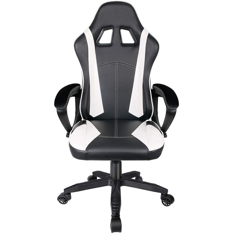 Fauteuil ergonomique de jeu pour PC, Noir et blanc
