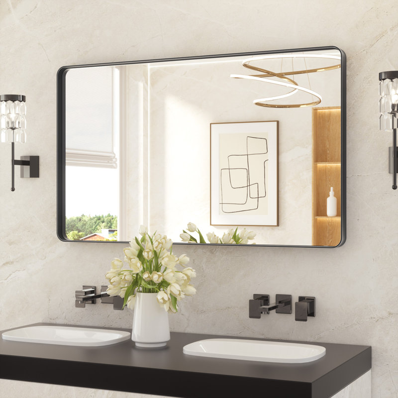 Aluminium Mirror, 76.2cm x 121.9cm, Matte Black, Rectangle