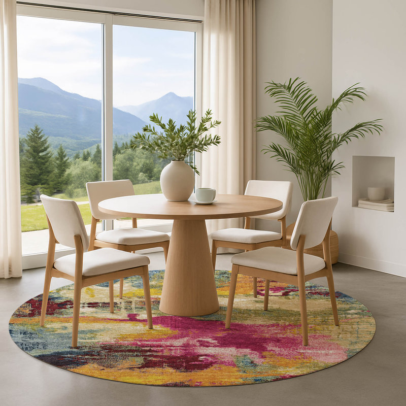 Premium Machine Washable Bucz AMF1738 Modern Rug, Round 8'