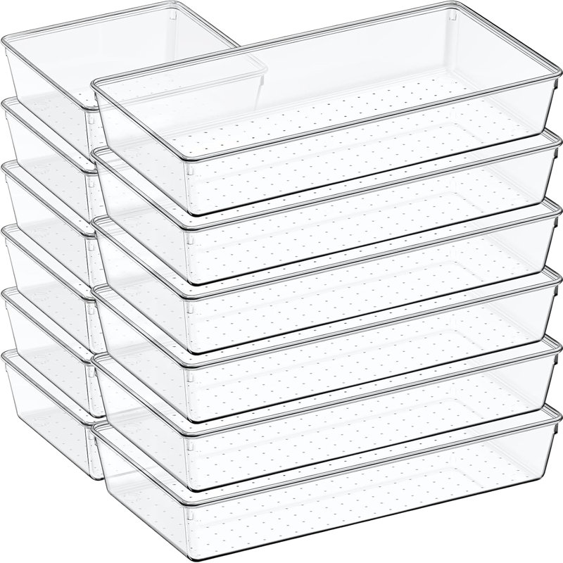 12-pack Large Clear Plastic Drawer Organizer Set