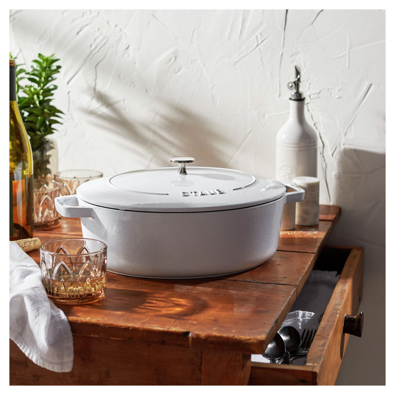 Staub Cast Iron 6.25-Qt Wide Oval Dutch Oven - White, White
