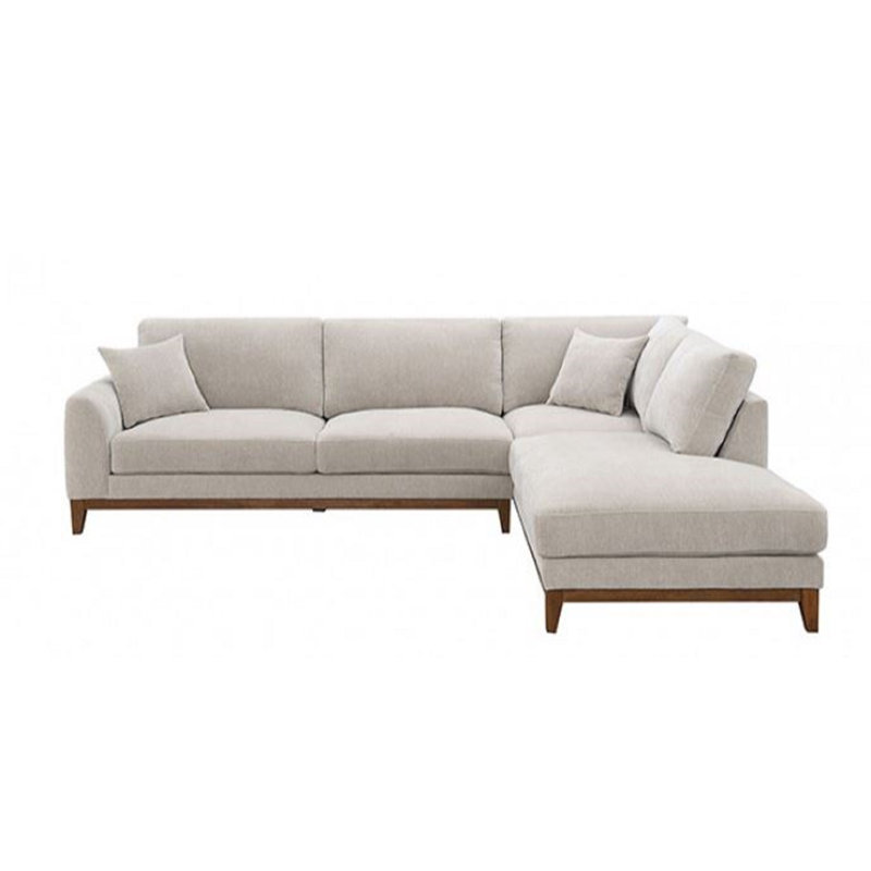 Canapé modulaire en chenille gris clair avec méridienne Woodley, Gris