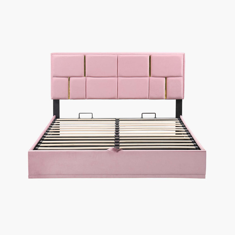 Kleomenis Upholstered Platform Storage Bed, Pink, Bed
