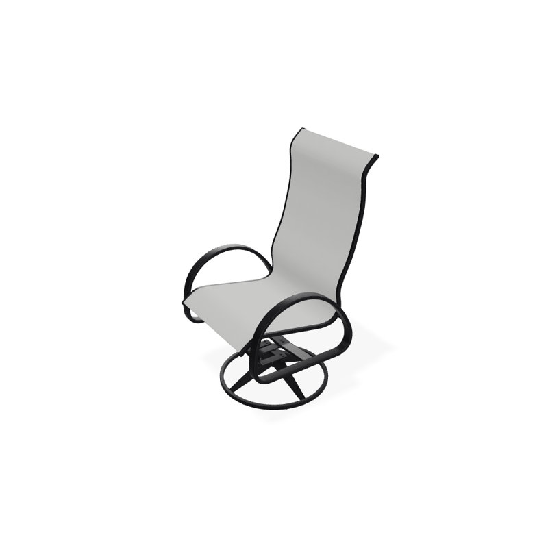 Fauteuil de patio pivotant Hiraku, Blanc 6D Sunbrella®, Noir texturé