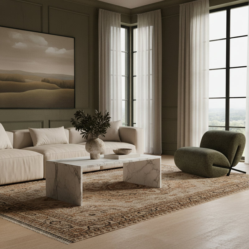 Table basse Olas, Marbre blanc