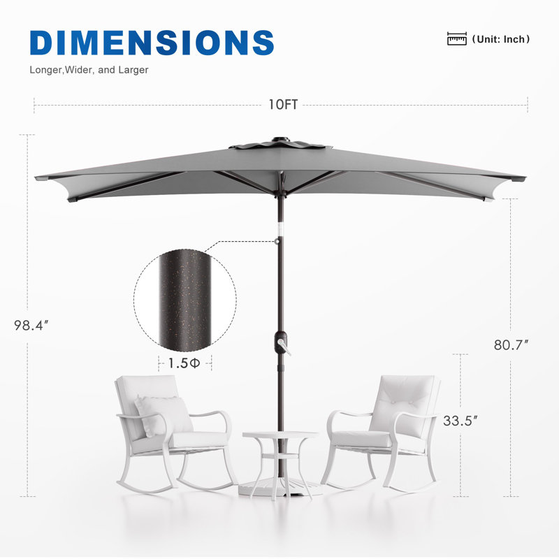 Parasol de terrasse 6,5 x 10 pi, Gris