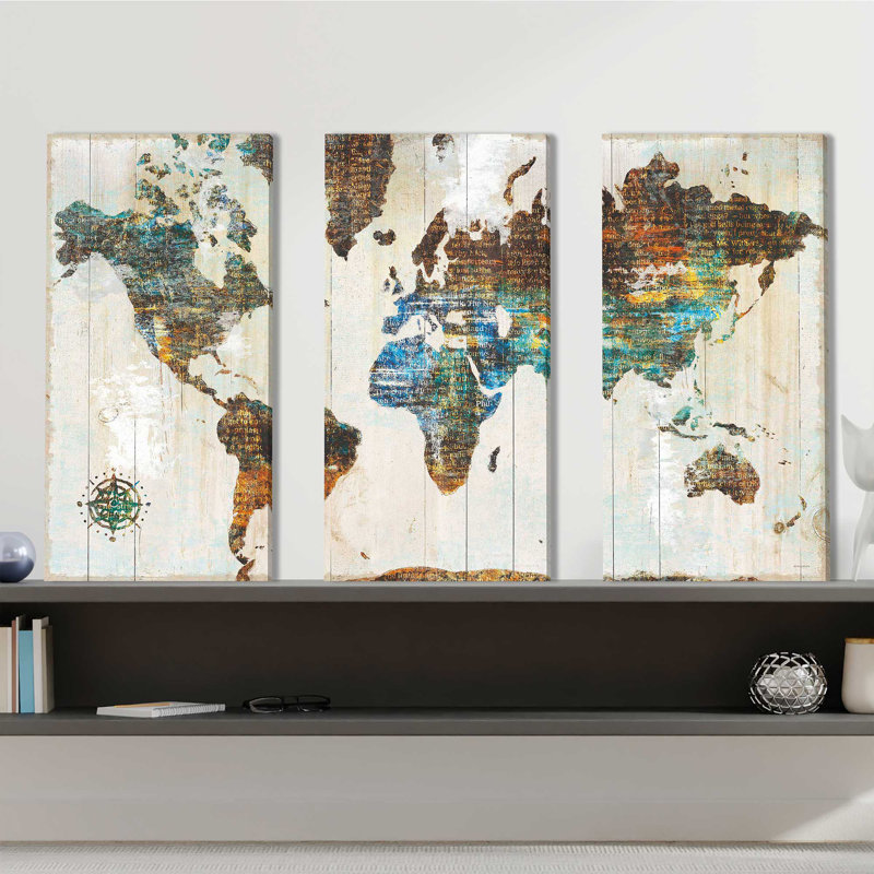«World of Wonders», ensemble de 3 impressions sur toile tendue, H 32 po x l 48 po x P 0,75 po