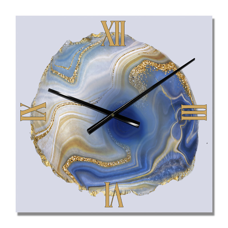 Horloge murale moderne océan bleu jaspe agate I, Petit