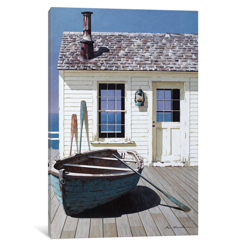 « blue bateau on terrasse », impression, H 40 po x l 26 po x P 1,5 po, Toile