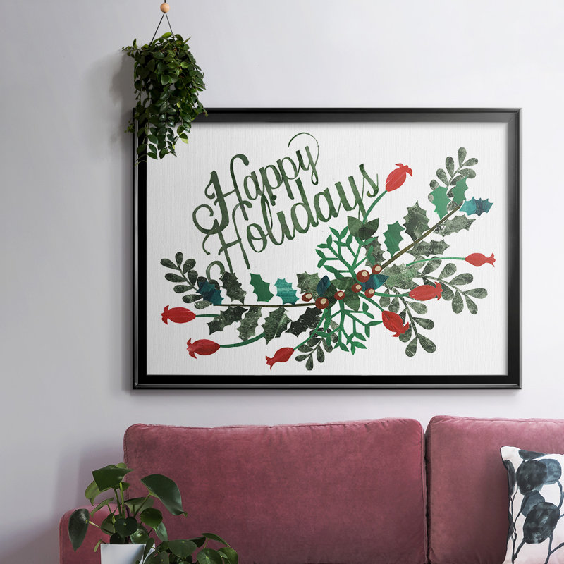 «Cut Wreath Christmas Collection A», reproduction d'un seul cadre photo sur toile, H 26 po x l 38 po x P 1,5 po, Noir