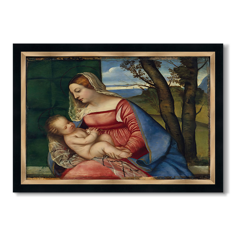 Madone et enfant, v. 1508 - Titien (Tiziano Vecelli) - Toile encadrée sur mesure, 25 x 35, Non, Tuxedo Gold Edge