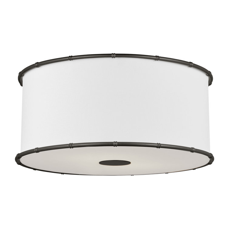 Dartmore 2 Light Silk Screen White Inside Clear Outside Glass Diffuser And White Linen Fabric Shade Flush Mount