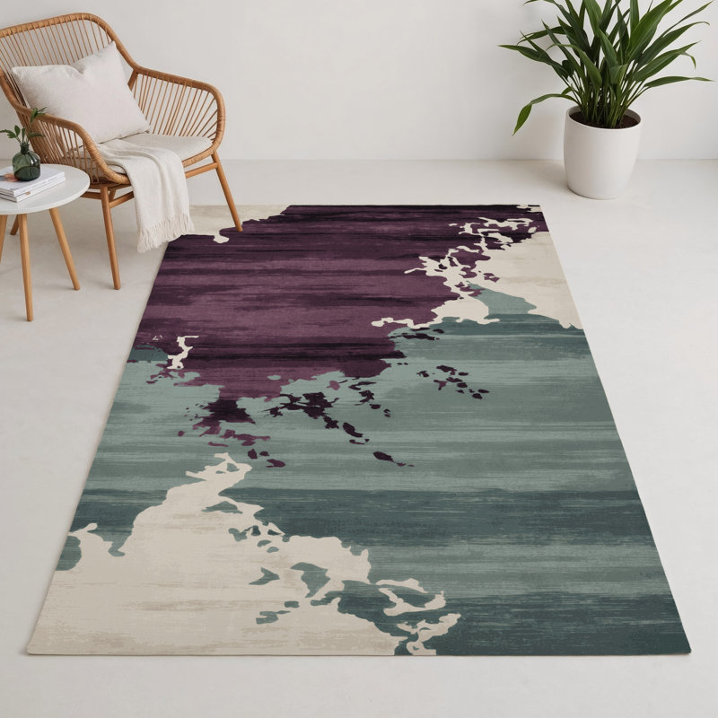 Tapis intérieur et extérieur brun Watercolor, Rectangle 9 pi x 12 pi