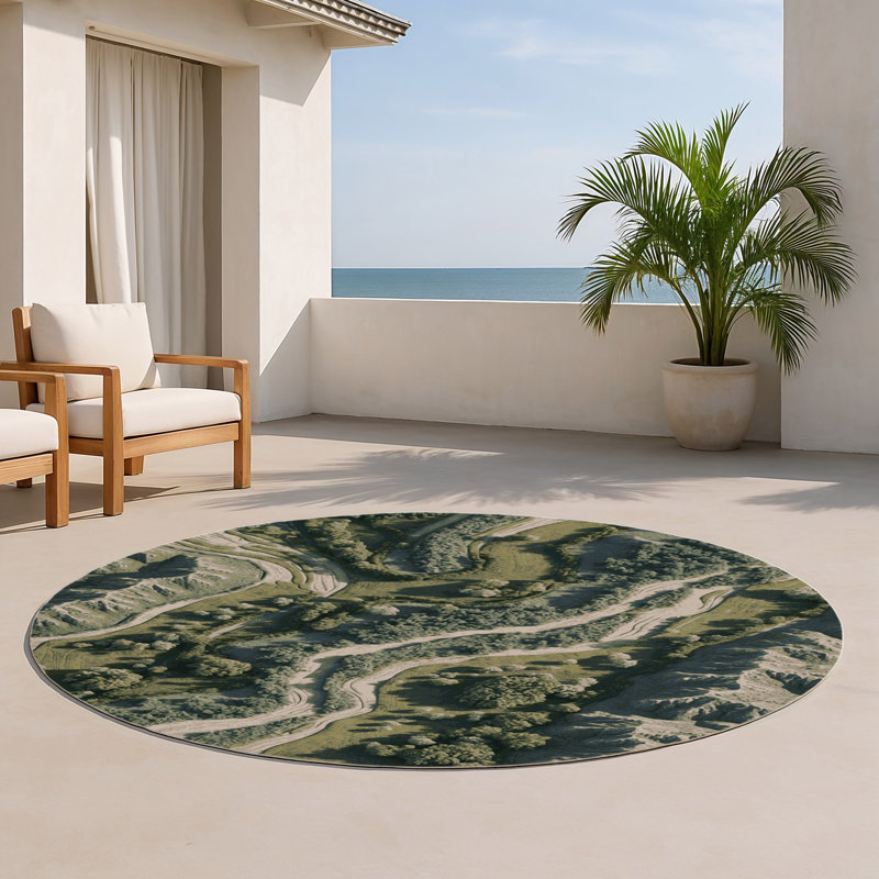 Tapis intérieur et extérieur gris Nature, Rond 5 pi