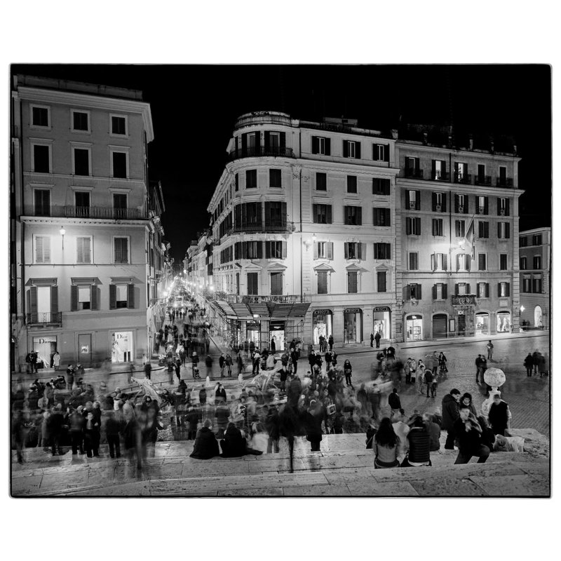 Spanish Steps - Picture Frame Photograph on Paper , 29.5" H x 35.5" W, Black Framed