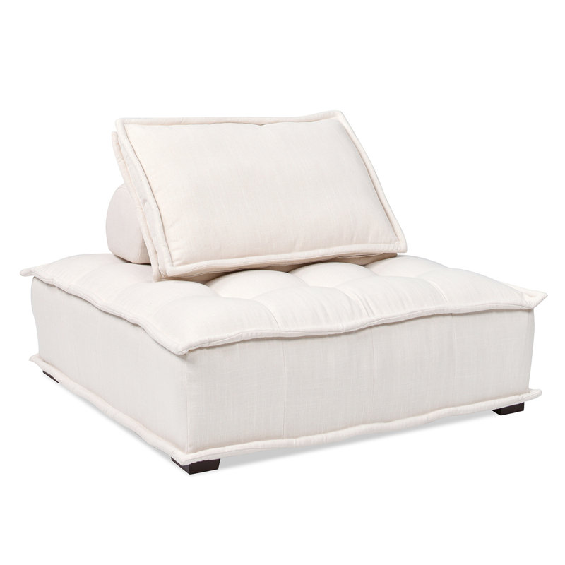 Chaise longue carrée à dossier rembourré de 42 po Jakylia, lin
